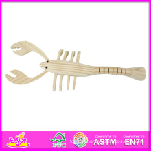 2014 Nouveau Enfants En Bois BRICOLAGE Peint Jouet, BRICOLAGE Style De Crevettes En Bois Enfants Peint Jouet, Éducatif Bébé Jouet En Bois Peint W03A019